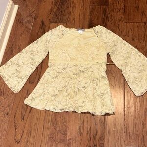 Y2K Body Central Yellow Lace Babydoll Top Size L cottage fairy